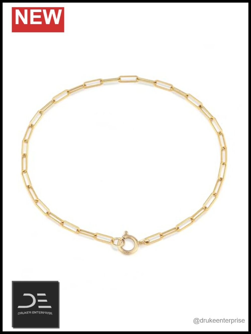 14K Gold Paperclip Chain Bracelet Dainty Hypoallergenic Minimalist for Women